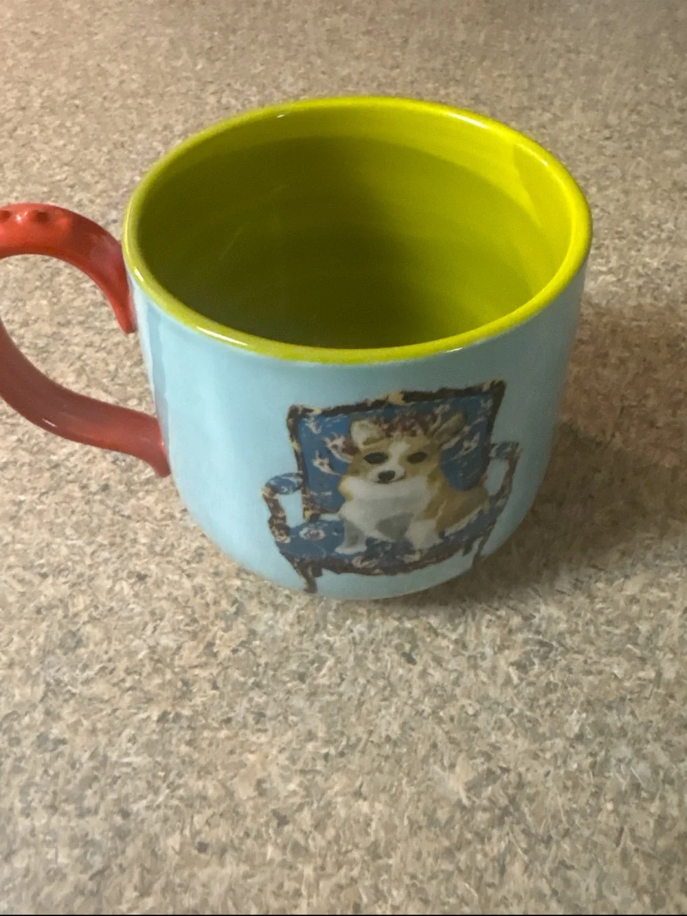 Anthropologie Decorative Dog Accent Mug in Aqua,